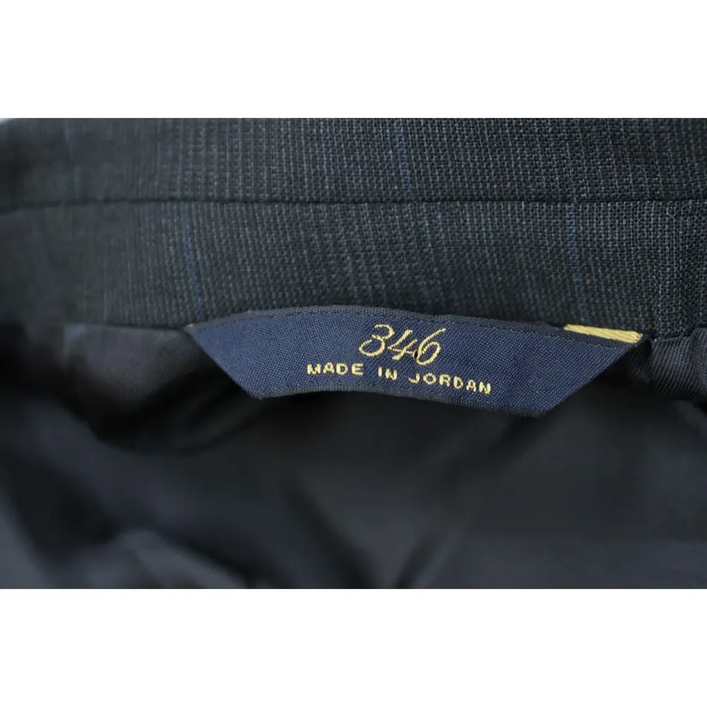 Brooks Brothers‎ Blazer Mens 46R Gray 346 Plaid Wool Blend Stretch 2 Buttons
